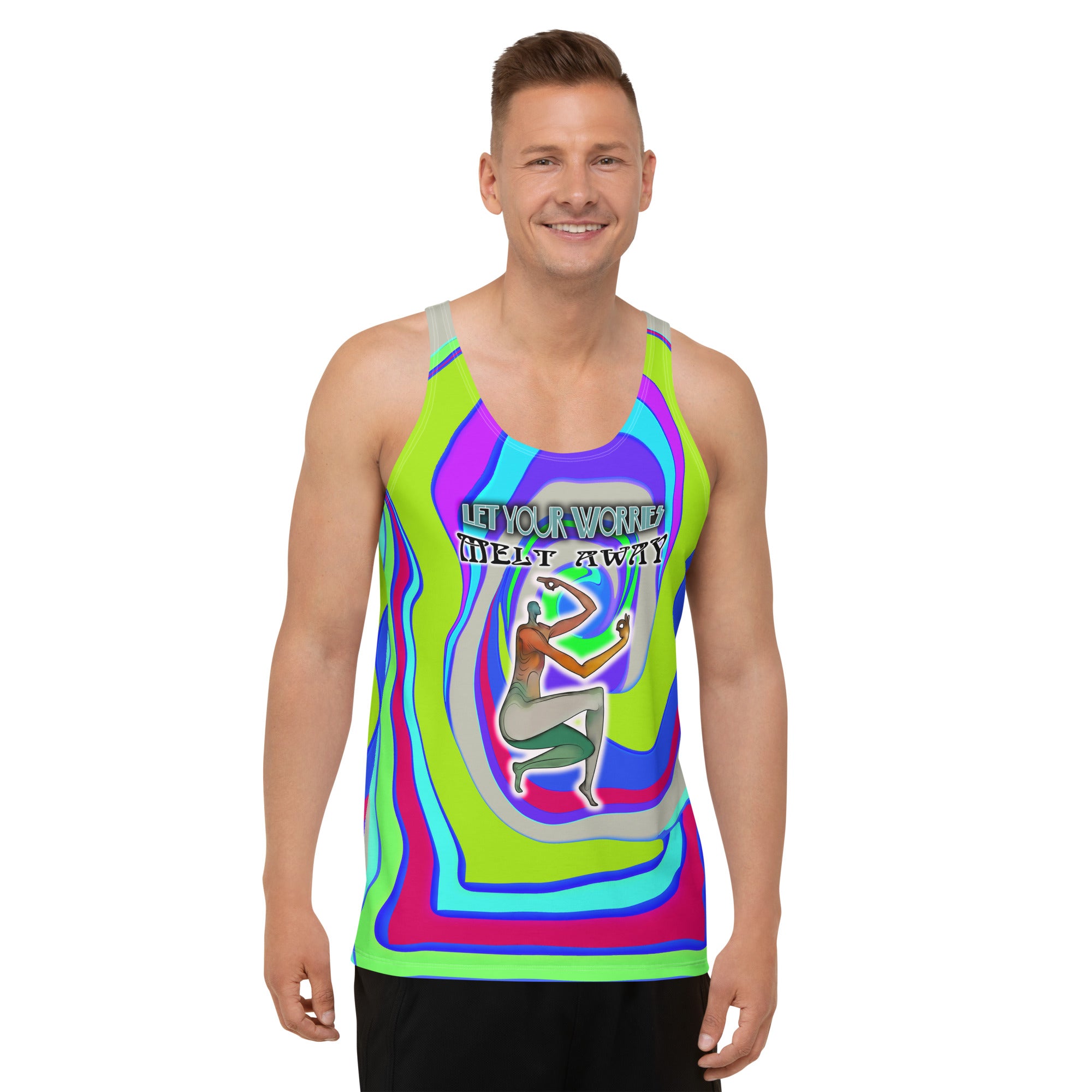 Om Vibes Men's Tank Top front view.