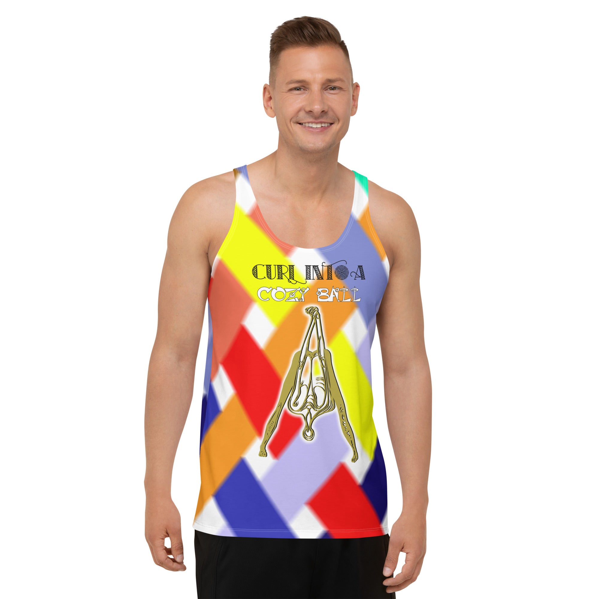 Peaceful Warrior men's sleeveless tank top front view.