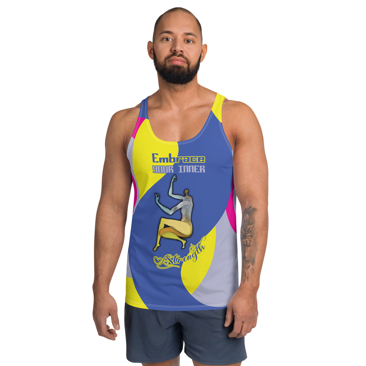 Man wearing Yoga Zen tank top during yoga session.