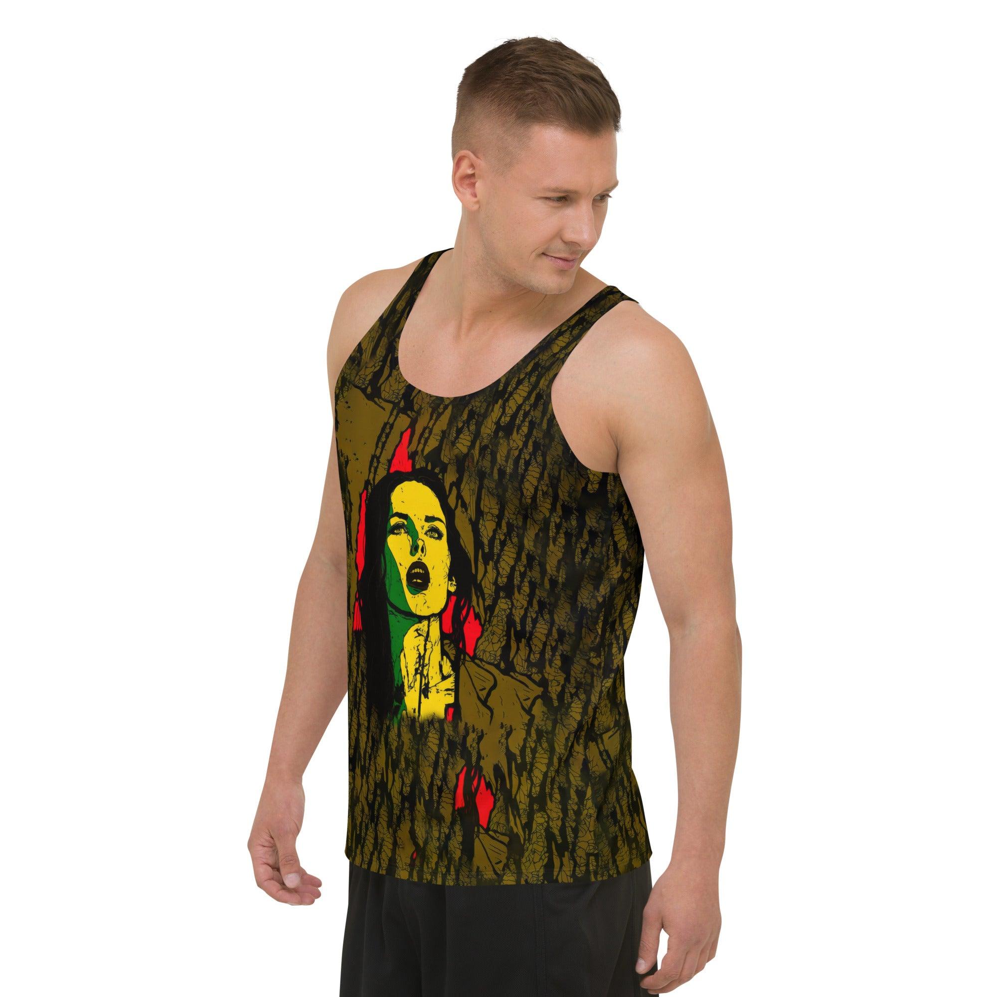 Back view of NS-997 Men's Tank Top highlighting breathable fabric.