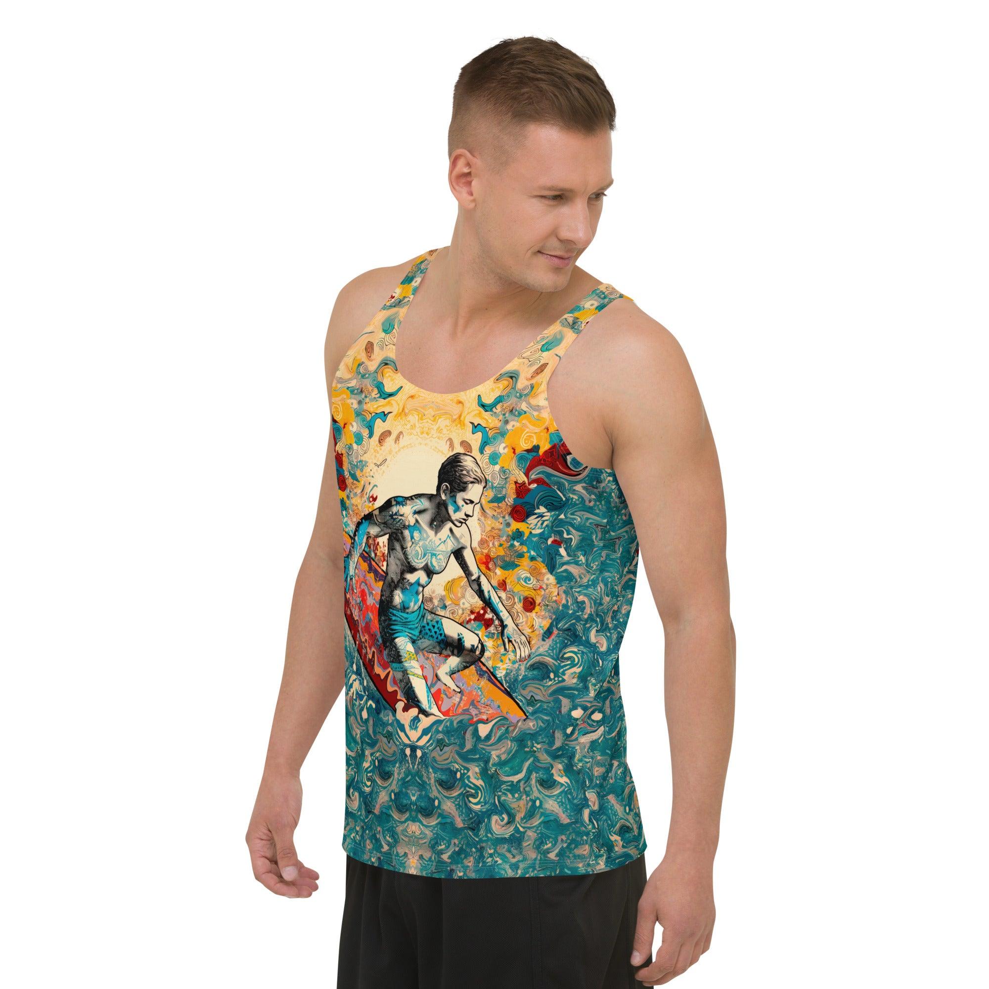 Men's Surfing Paradise All-Over Print Tank Top Embrace The Beach Vibes - Beyond T-shirts