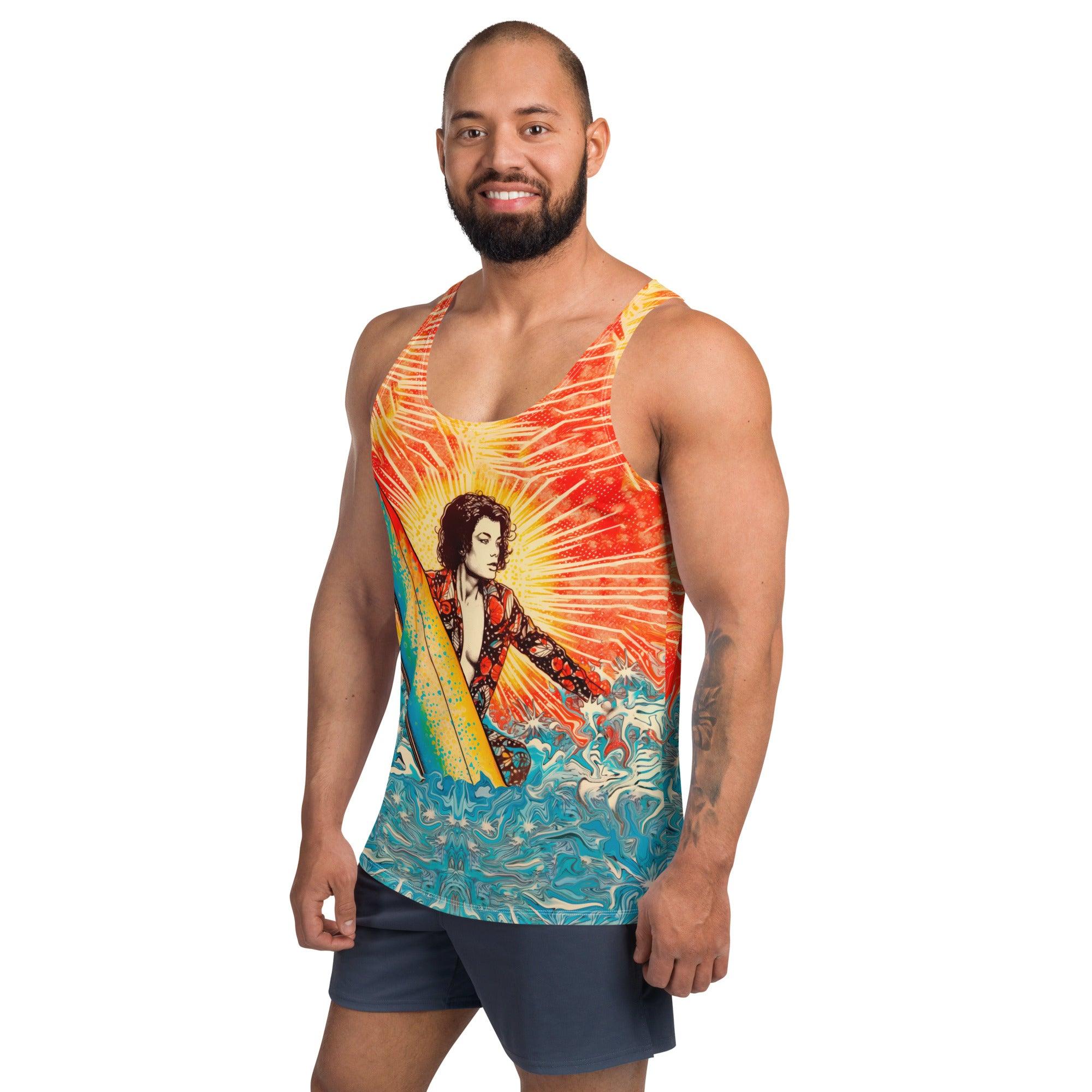 Tropical Surf All-Over Print Men's Tank Top Surfing Escape - Beyond T-shirts