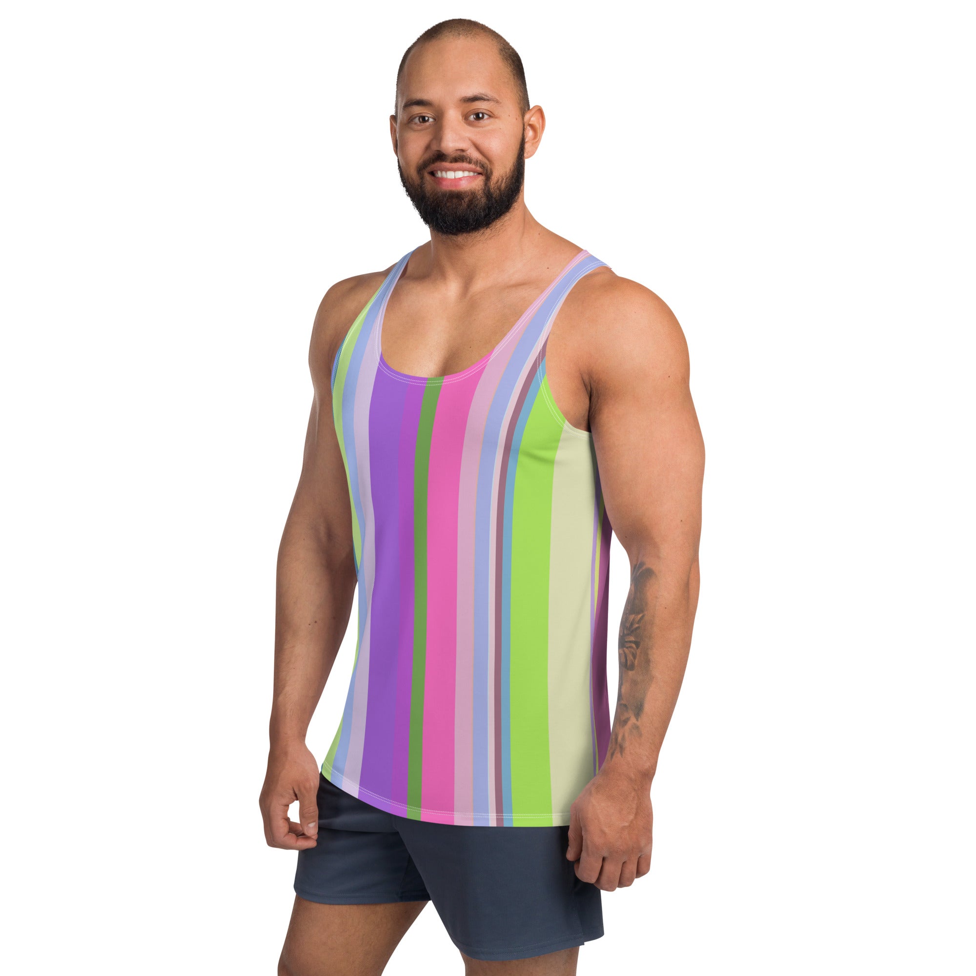 Close-up of the Dynamic Lines pattern on Men's Tank Top fabric.