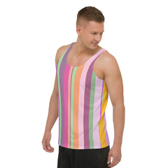 Man wearing Coastal Horizon tank top at the beach