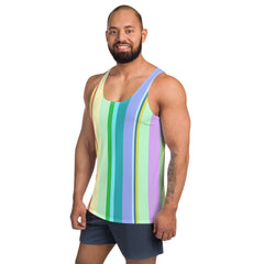 Close-up of Classic Pinstripe pattern on Men's Tank Top.