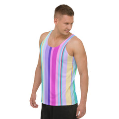Stylish men's tank top with monochrome wave design for summer.