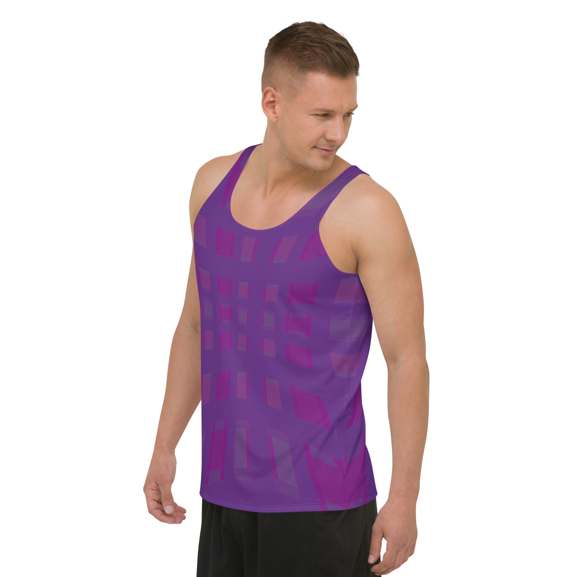 Rear view of Urban Maze Men's Tank Top on mannequin