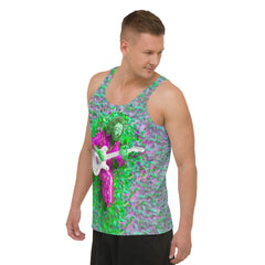 Men's Disco Fever tank top in bright colors, ideal for summer parties.