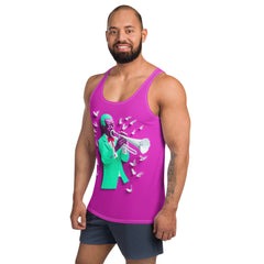 Men's Tank Top in Folk Harmony style worn by model