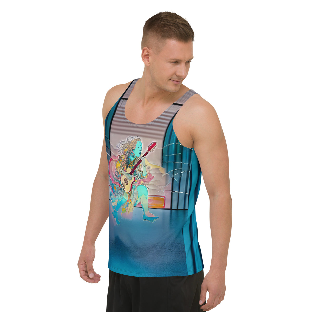 Blossom Bliss Men's Tank Top on a clothing mannequin.