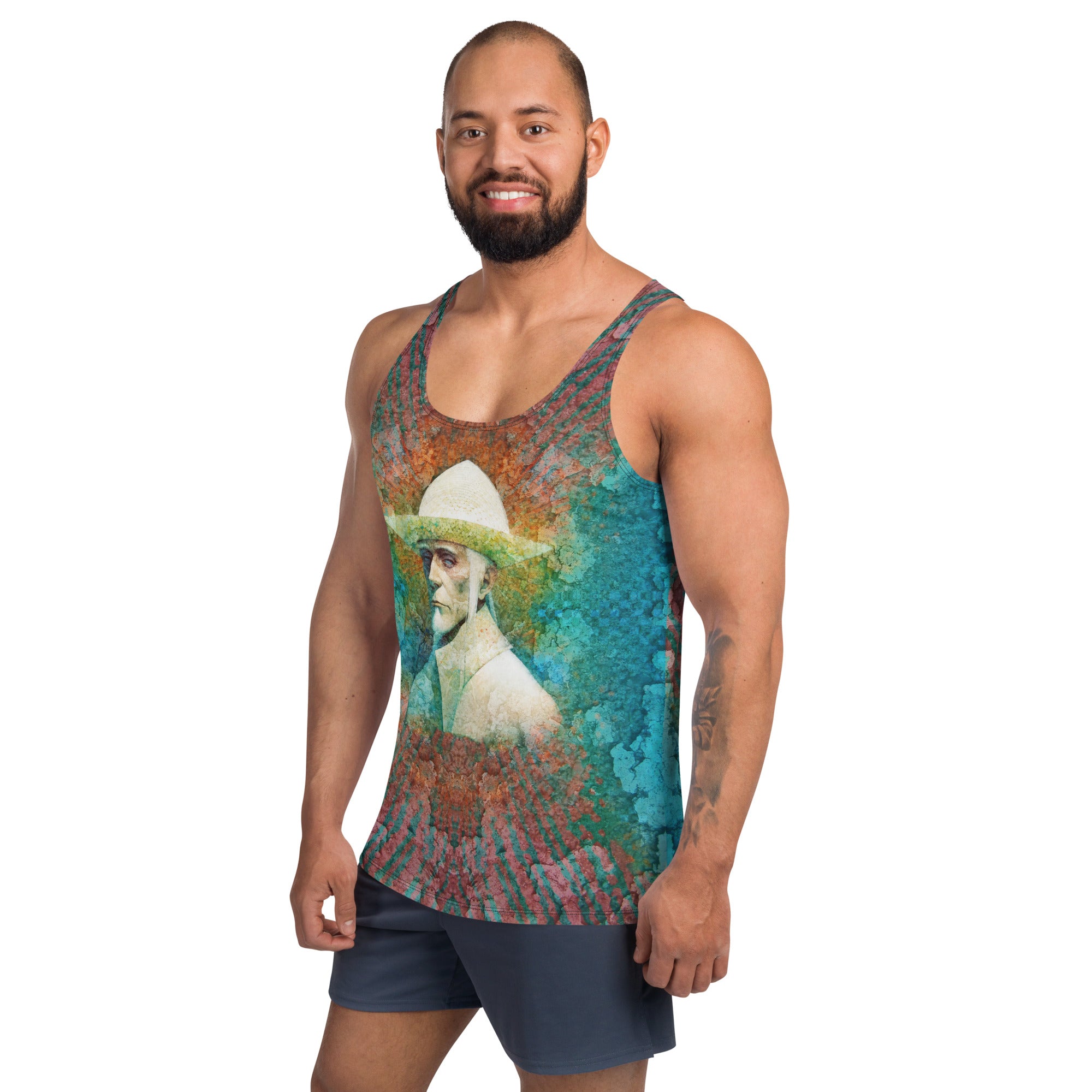 Men's tank top in a striking Supernova Impact pattern.