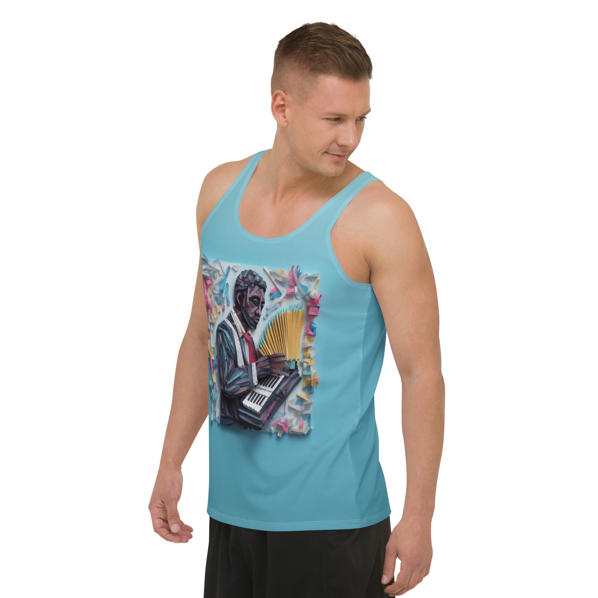 Stylish Men's Tank Top Featuring Geometric Fox.