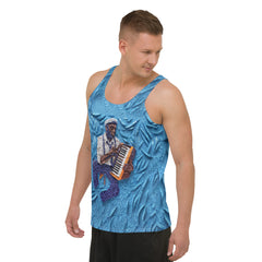 Fashionable Men's Tank Top with Tiger Papercut Pattern.