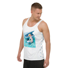 Men's tank top featuring Kirigami Phoenix Flight graphic.