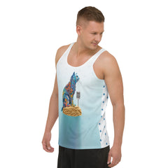 Men's tank top featuring Origami Fox Cunning graphic.