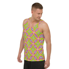 Men's Tank Top with cosmic print laid flat