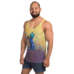 Men's tank top featuring Origami Lotus Peace graphic.