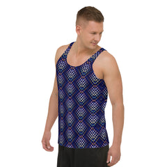 Casual outfit featuring the Futuristic Hex Men's Tank Top