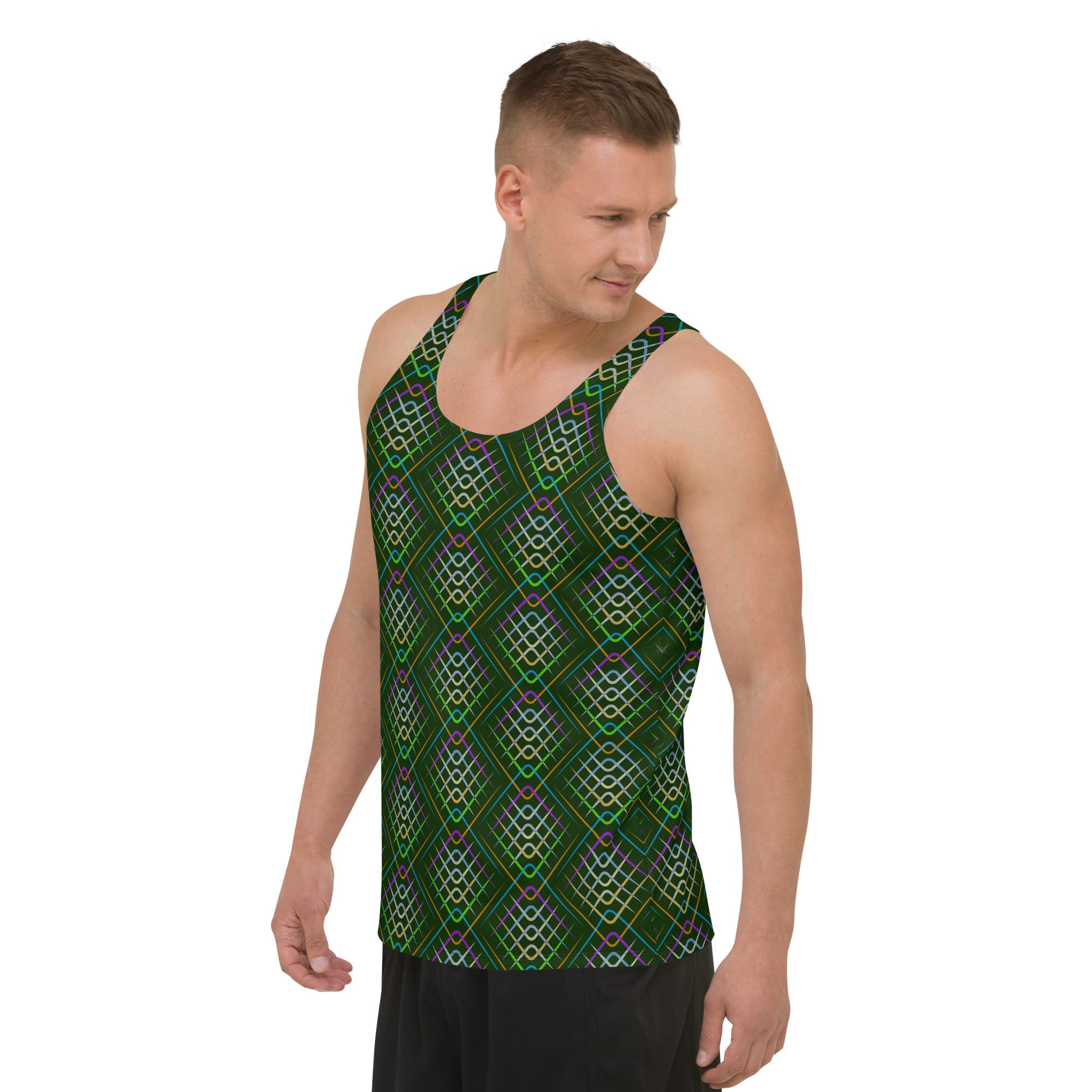 Detail of Abstract Art pattern on Men's Tank Top