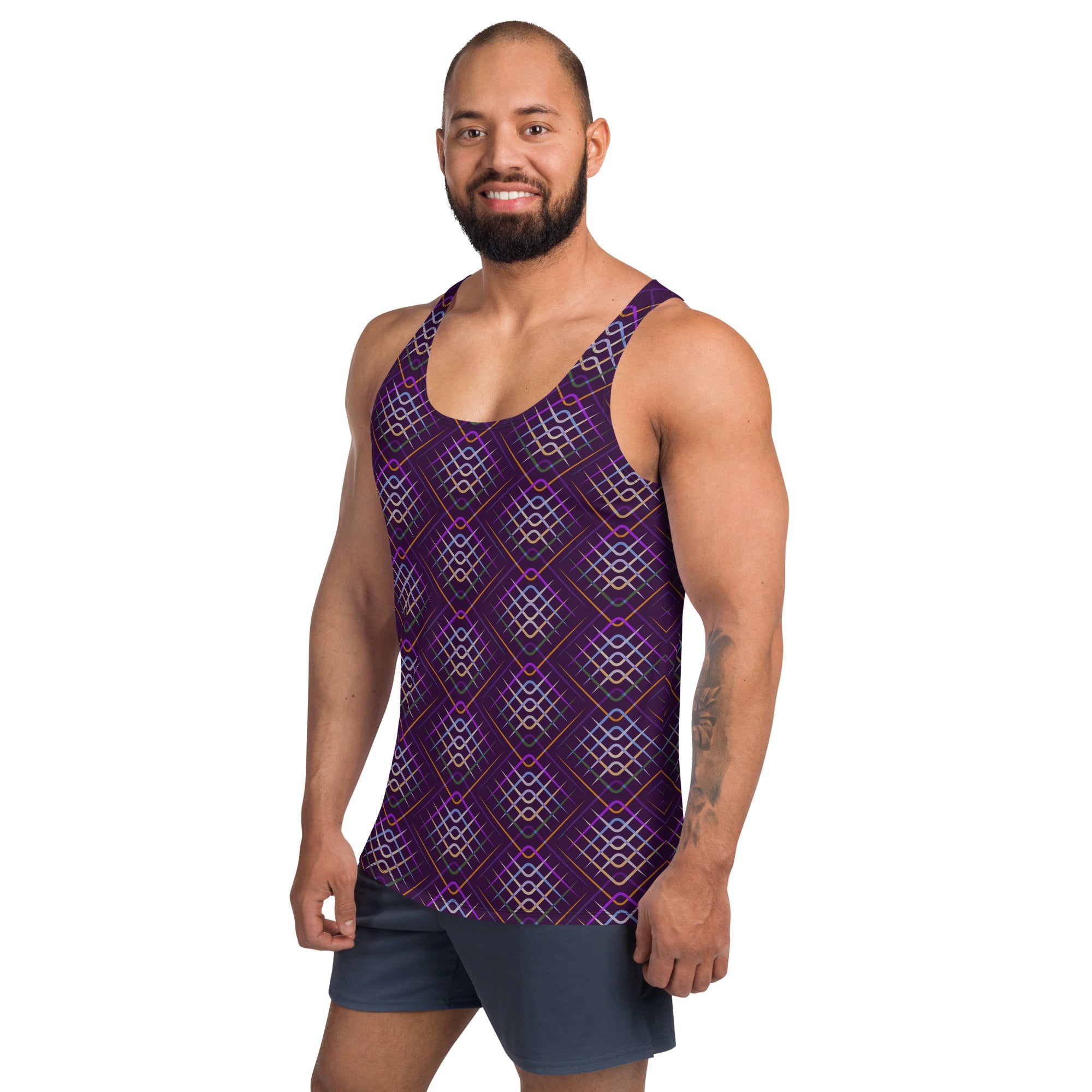 Detail of Dynamic Dots pattern on Men's Tank Top