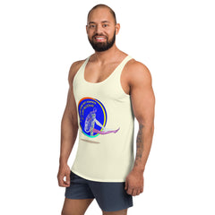 Model wearing Pure Harmony Men's Tank Top in gym.