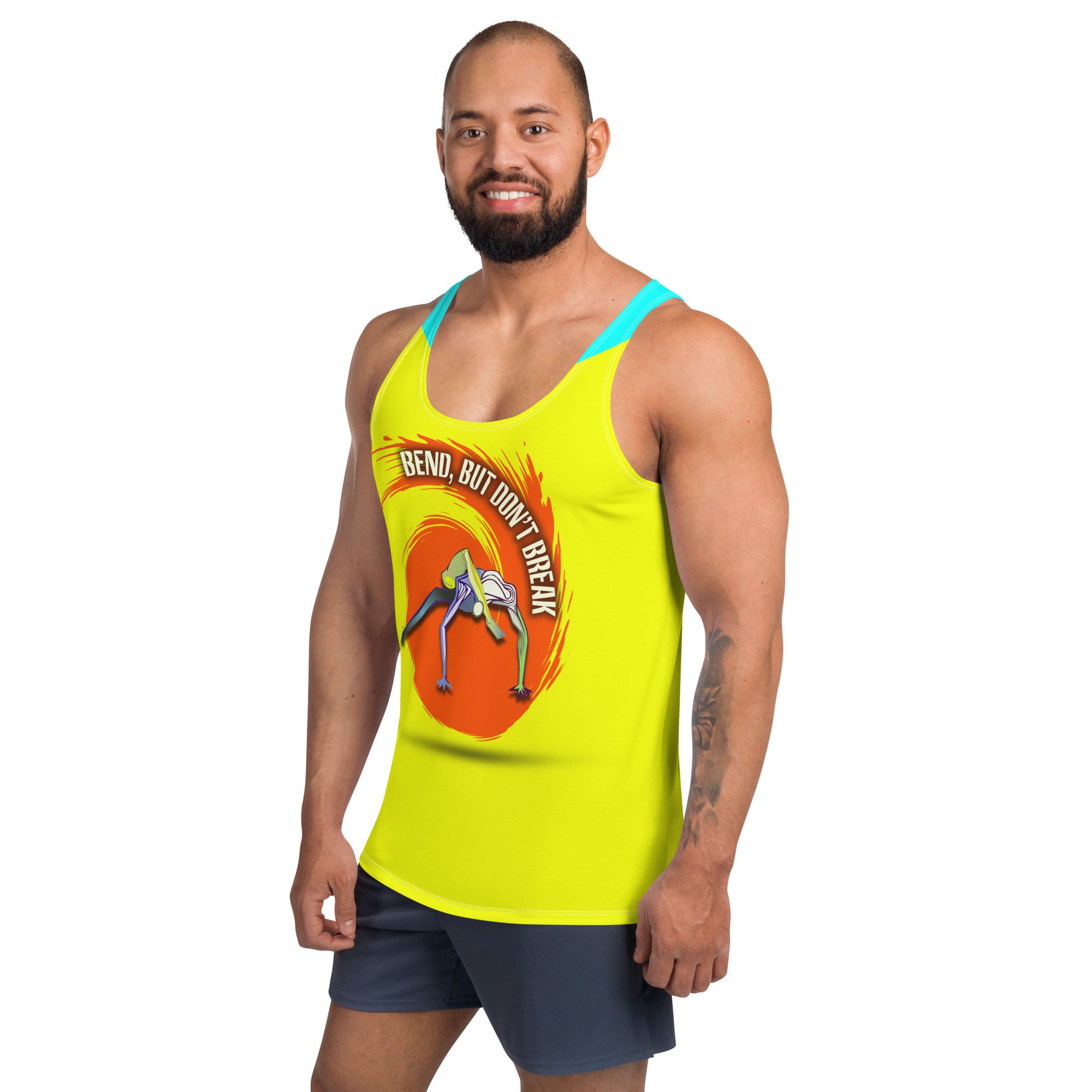 Chakra Align Men's Tank Top in yoga pose.