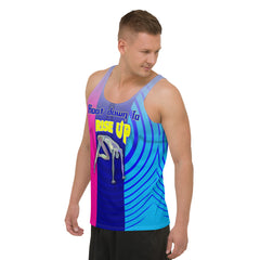 Man wearing Elemental Stretch Tank Top while running outdoors.