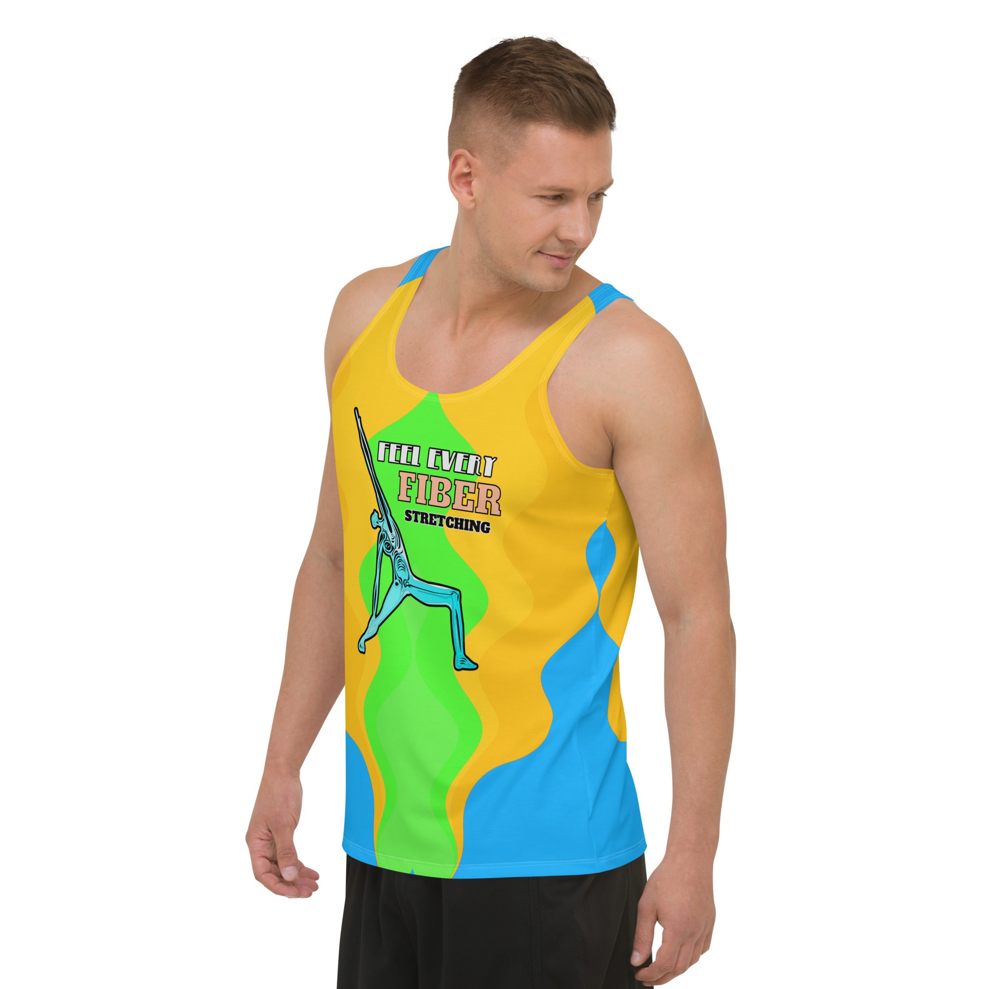 Breath and Body tank top for men styled for the gym.