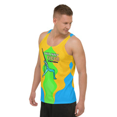 Breath and Body tank top for men styled for the gym.