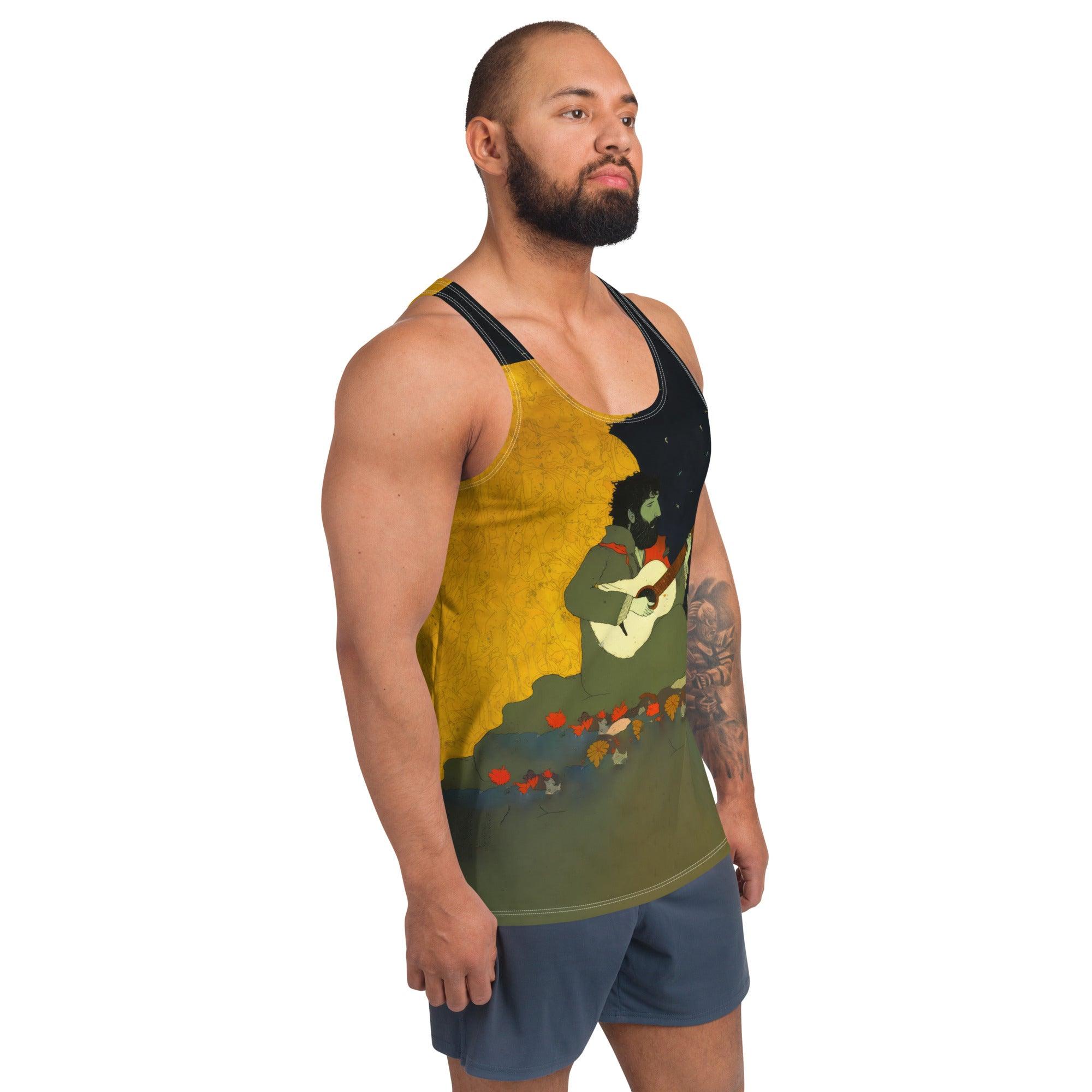 Durable SurArt 73 Men's Tank Top featuring original artwork for a distinctive addition to any summer wardrobe.