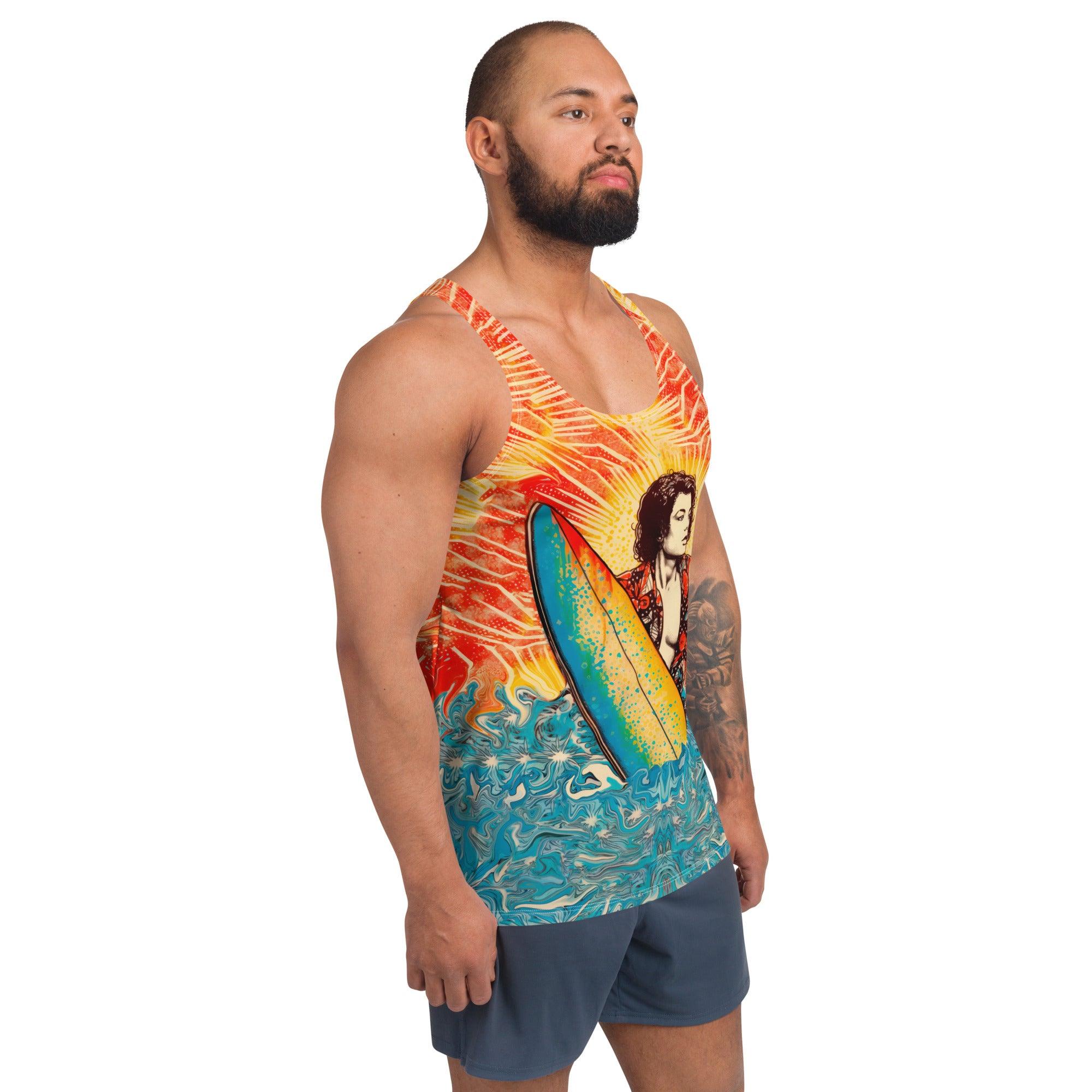 Tropical Surf All-Over Print Men's Tank Top Surfing Escape - Beyond T-shirts