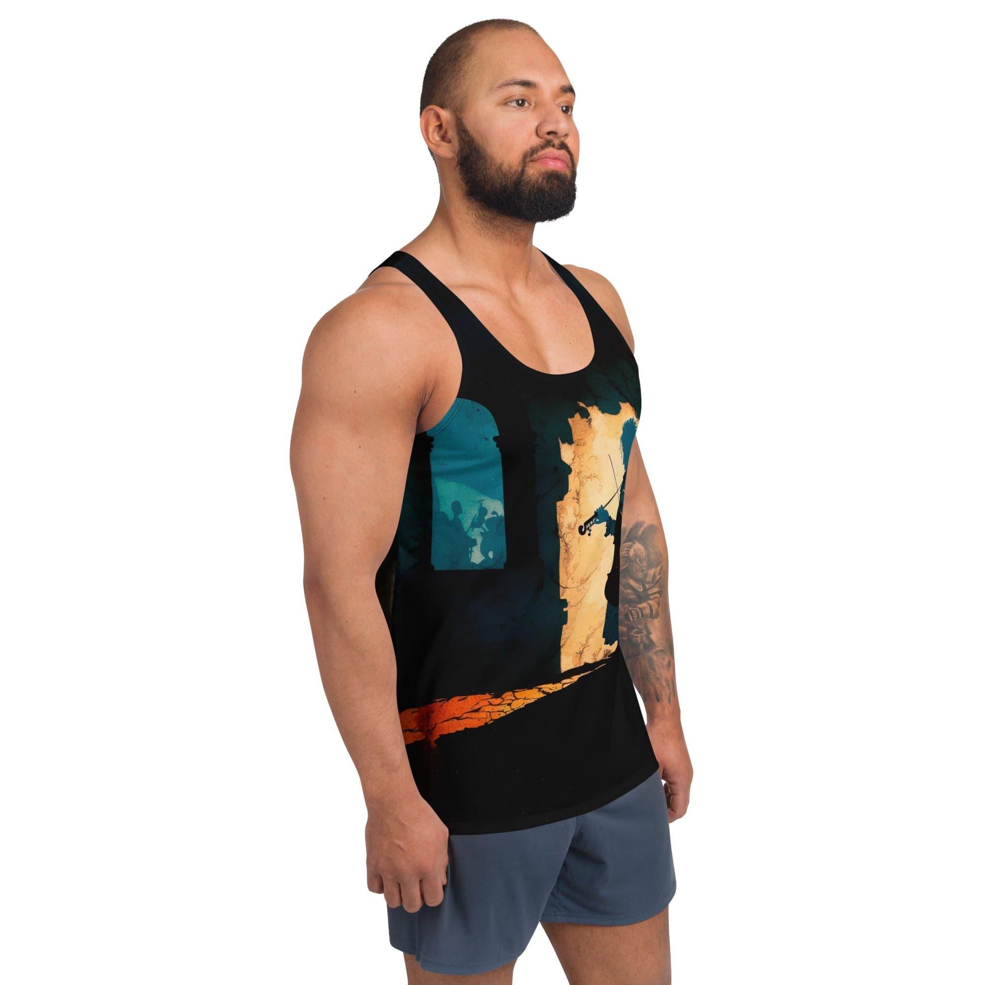 Symphony of Style: Men's All-Over Music Print Tank - Beyond T-shirts