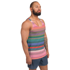 Electric Sunrise Colorful Stripe All-Over Print Men's Tank Top