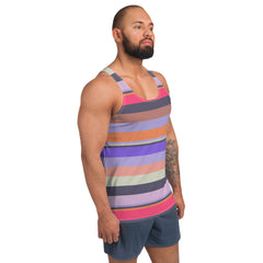 Galactic Rainbow Colorful Stripe All-Over Print Men's Tank Top