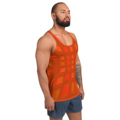 Rear view of Coastal Breeze Men's Tank Top, emphasizing the unique back design and fit.