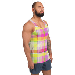 Vibrant Men's Carnival Vibes Tank Top, designed for comfort and flair during the summer festivities.