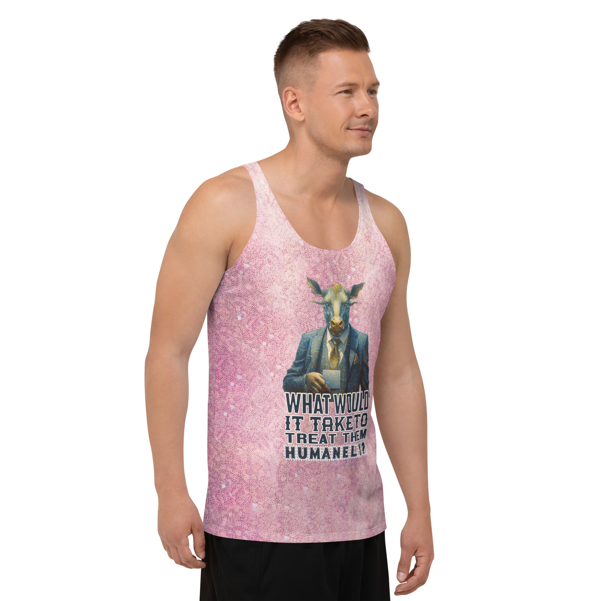 Bold & Unique Roaring Lion Graphic Men's Tank Top - Side View