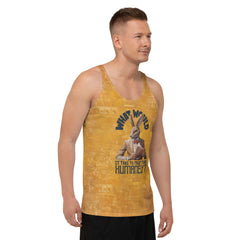 Back view of men's tank top featuring a bold tiger motif.