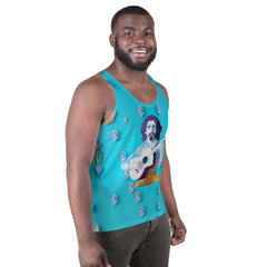 Man wearing Tribal Spirit athletic tank top outdoors