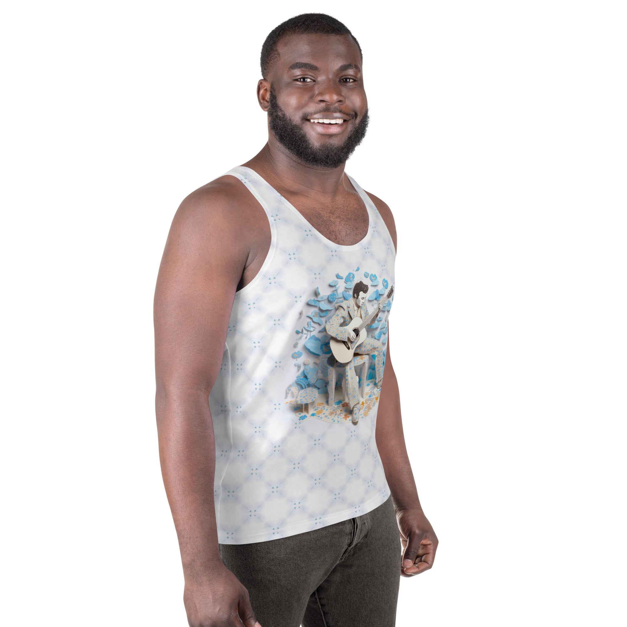 Osmic Navigator men's tank top in a lifestyle setting, perfect for casual wear