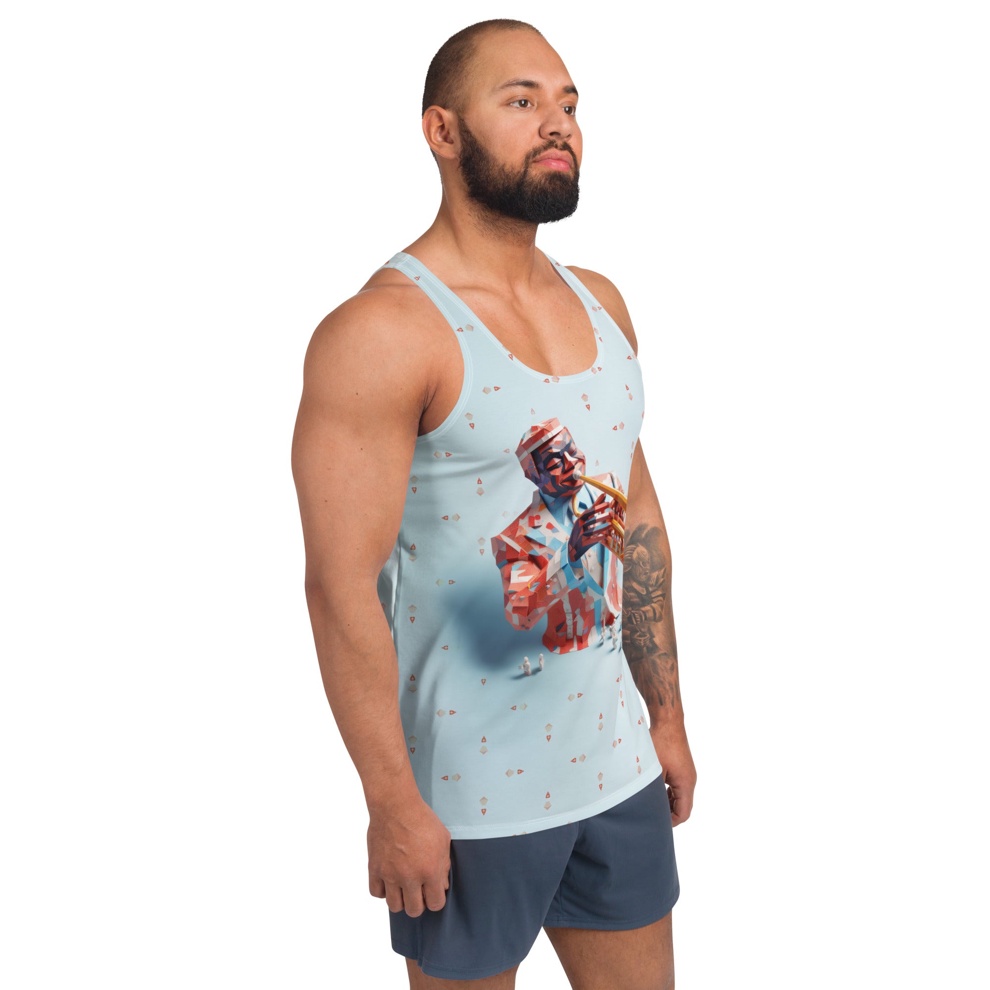 Stylish Mythical Guardians tank top for men with intricate design.