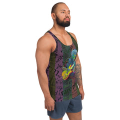 Rear view of Neon Pop Tank Top for men, highlighting the sleek design