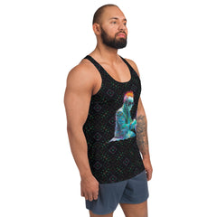 Vibrant psychedelic pop men's tank top - perfect for beach or casual wear.
