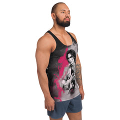 Side view of Noir Ripple Men's Tank Top fit.