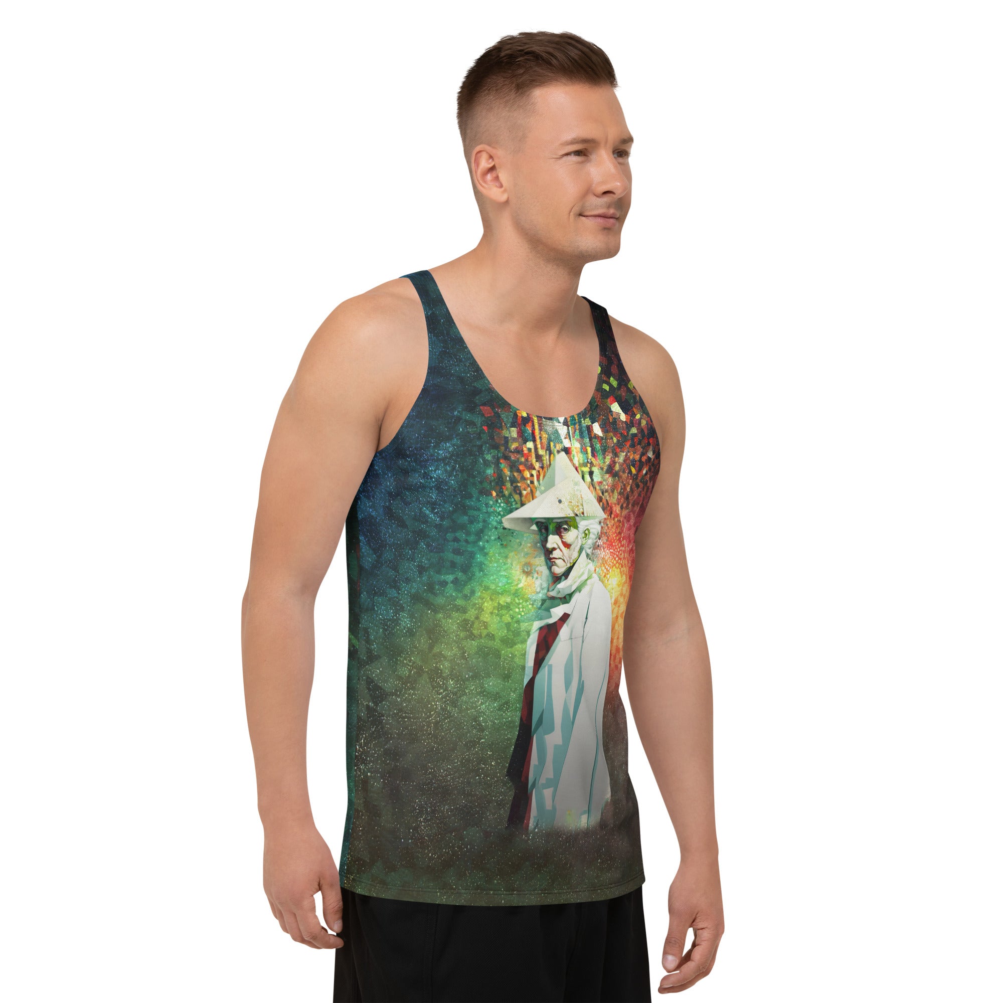 Cosmic Elegance Men's Tank Top - Detailed Fabric Design