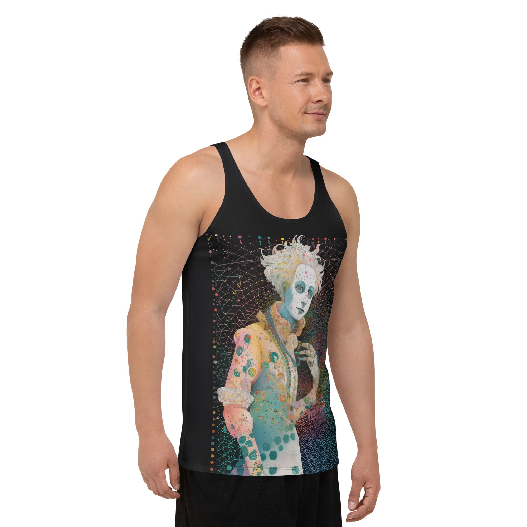 Folded Flowing Melody Men's Tank Top ready for display.