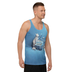 Kirigami Coy Carp Men's Tank Top paired with jeans.