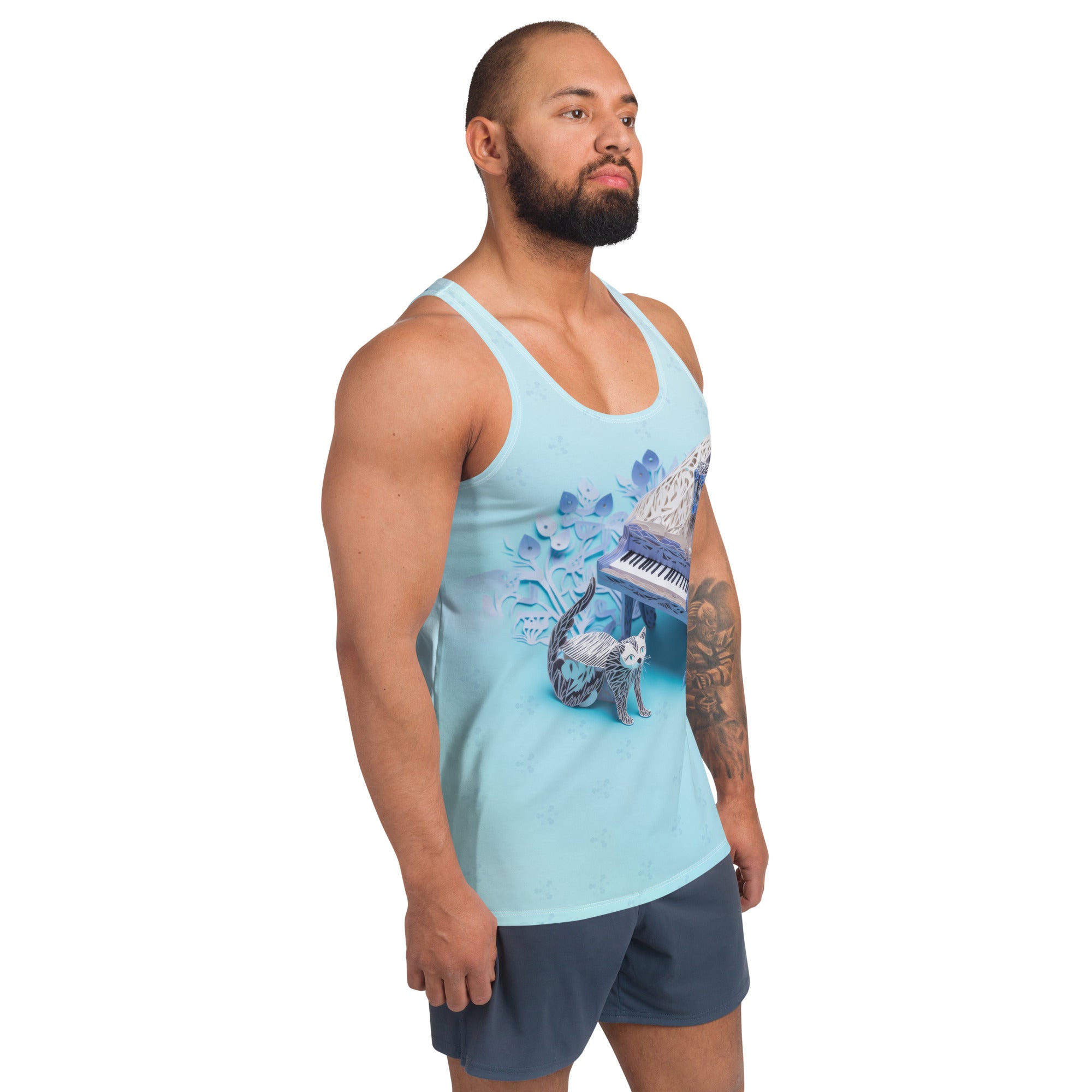 Casual men's tank top with Paper Dragon Myth print.