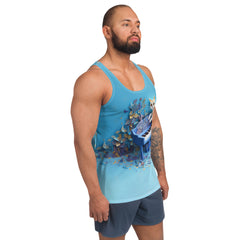 Casual men's tank top with Paper Wolf Howl print.