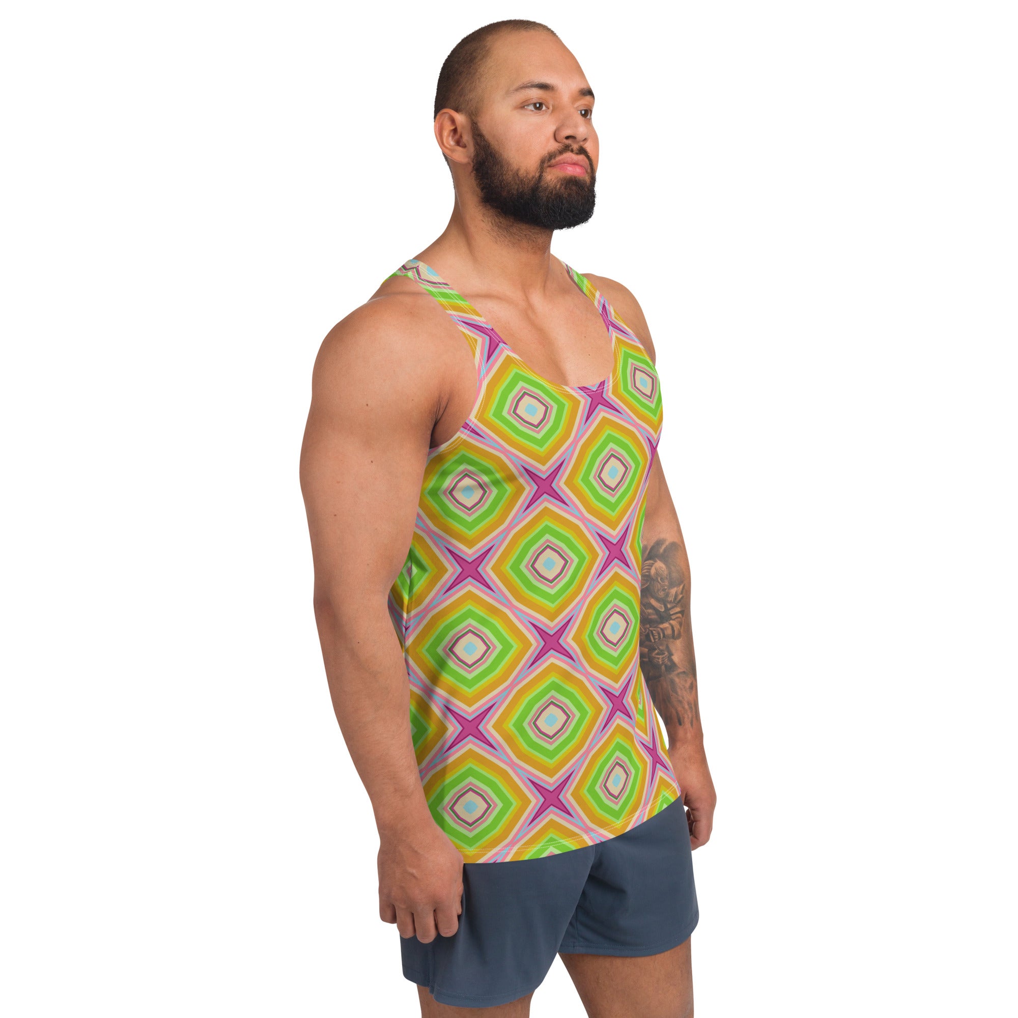 Model wearing Tribal Fusion Men's Tank Top